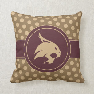 Texas State University Supercat Polka Dot Pattern Throw Pillow