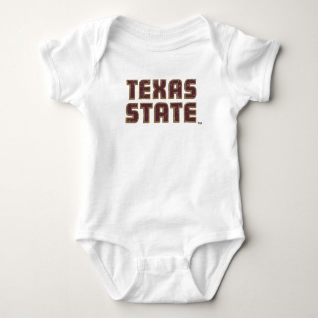 Texas State University Word Mark Distressed Baby Bodysuit (Front)