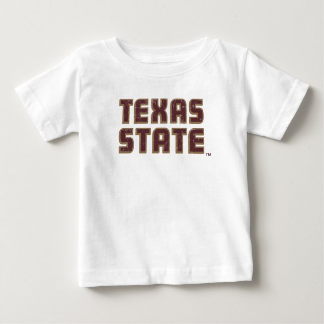 Texas State University Word Mark Distressed Baby T-Shirt (Front)