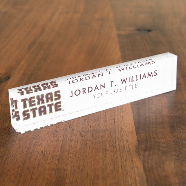 Texas State University Word Mark Distressed Desk Name Plate (Side)