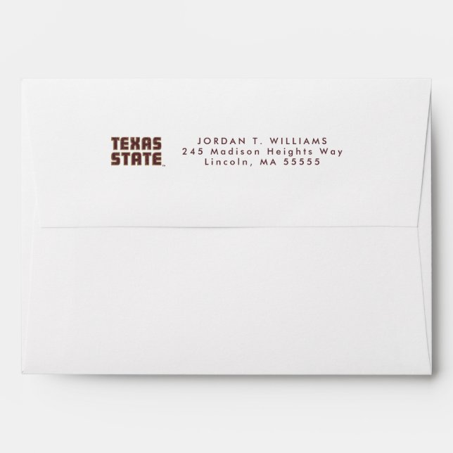 Texas State University Word Mark Distressed Envelope (Back (Top Flap))
