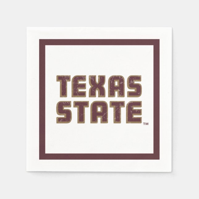 Texas State University Word Mark Distressed Napkins (Front)