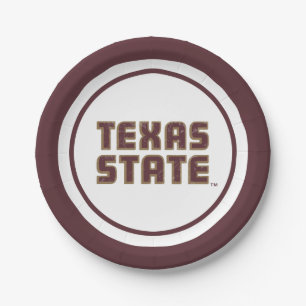 Texas State University Word Mark Distressed Paper Plates