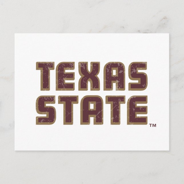 Texas State University Word Mark Distressed Postcard (Front)
