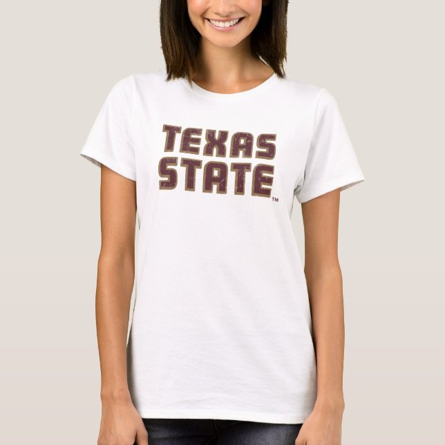 Texas State University Word Mark Distressed T-Shirt (Front)