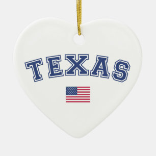 Texas State USA Flag Ceramic Ornament