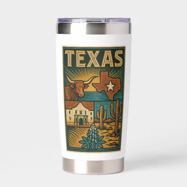 Texas State – Vintage-Inspired Insulated Tumbled Tumbler (Front)