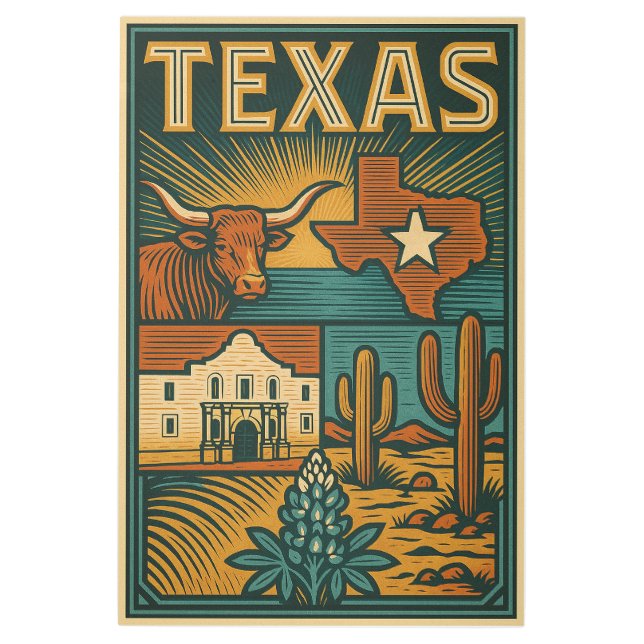 Texas State – Vintage-Inspired Metal Wall Art  (Front)