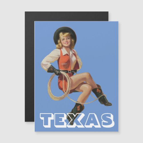 Texas State Vintage Pin up girl Magnetic Card