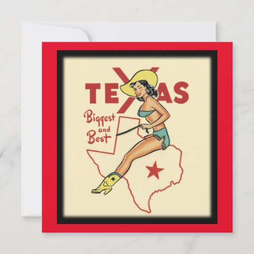 TEXAS State Vintage Travel Pin Up Girl   Card