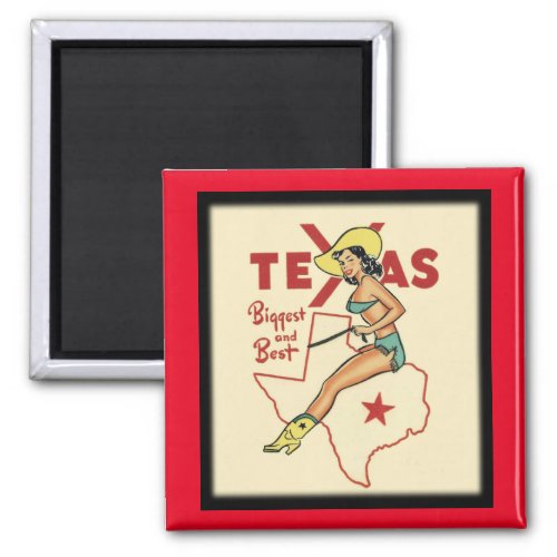 TEXAS State Vintage Travel Pin Up Girl    Magnet