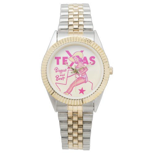 TEXAS State Vintage Travel Pin Up Girl  Watch