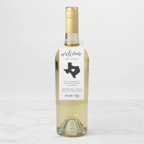 Texas State Wedding Welcome Bottle Hanger Tag