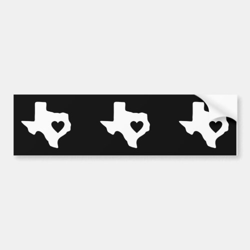Texas state with heart Bumper Sticker