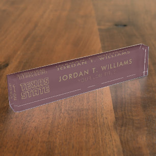 Texas State Word Mark Desk Name Plate