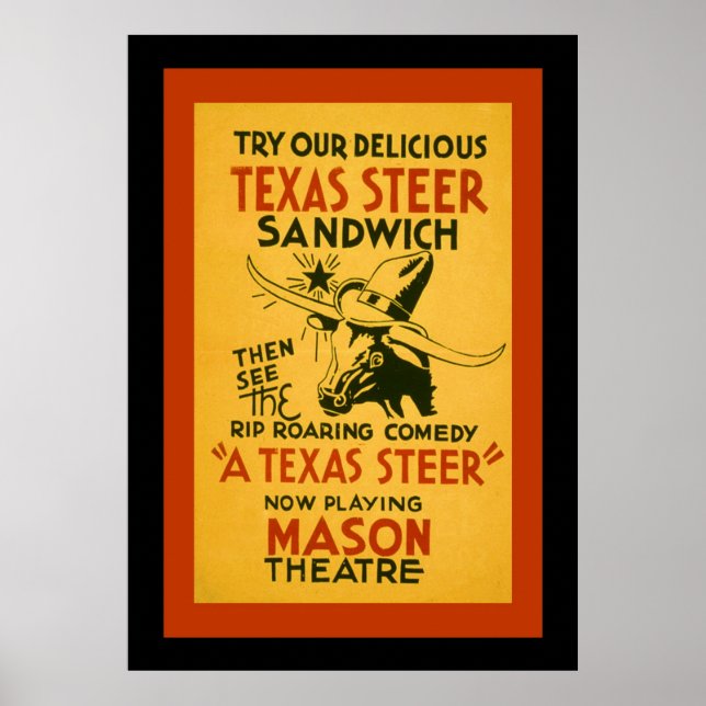 Texas Steer Sandwich Poster (Front)