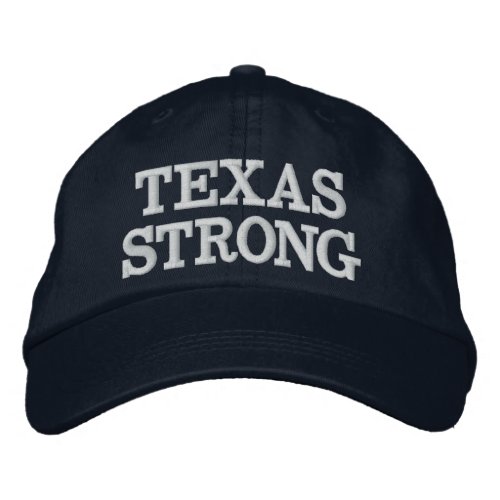 Texas Strong Navy Blue White Custom Text or Color Embroidered Baseball Hat