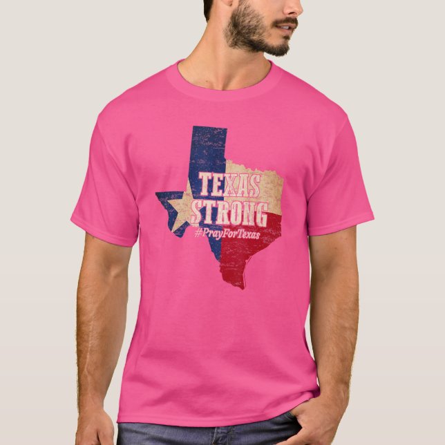 Texas Strong Pray For Texas Flag Map T-Shirt (Front)