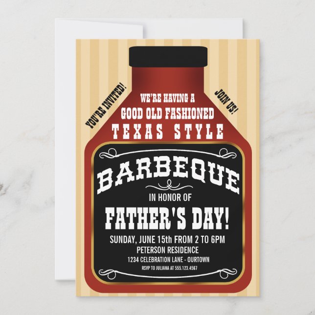 Texas Style BBQ Father's Day Party Invitations (Front)