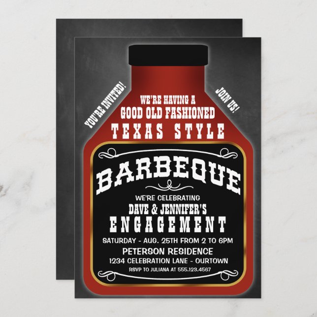 Texas Style BBQ Party Invitations (Front/Back)