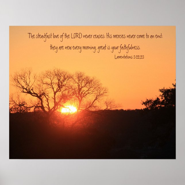 Texas Sunrise, Scripture Quote from Lamentations Poster (Front)
