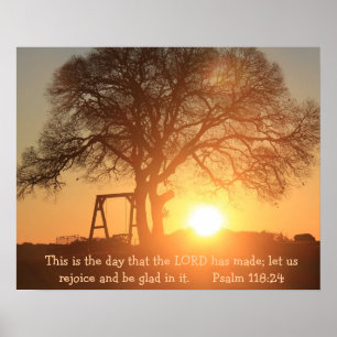 Texas Sunrise w/ Verse from Psalm 118:24 Poster