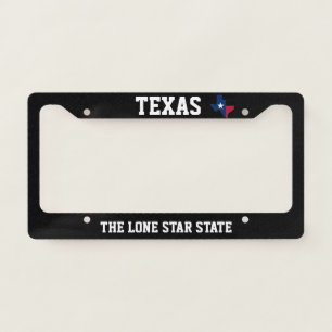 Texas Texan Lone Star State Black Elegant License Plate Frame