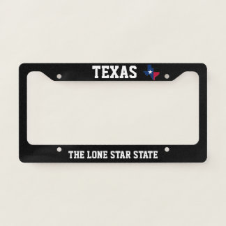 Texas Texan Lone Star State Black Elegant License Plate Frame