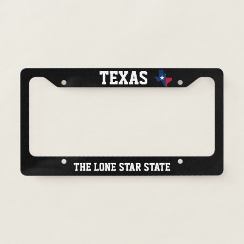 Texas Texan Lone Star State Black Elegant License Plate Frame