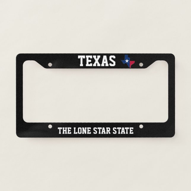 Texas Texan Lone Star State Black Elegant License Plate Frame (Front)