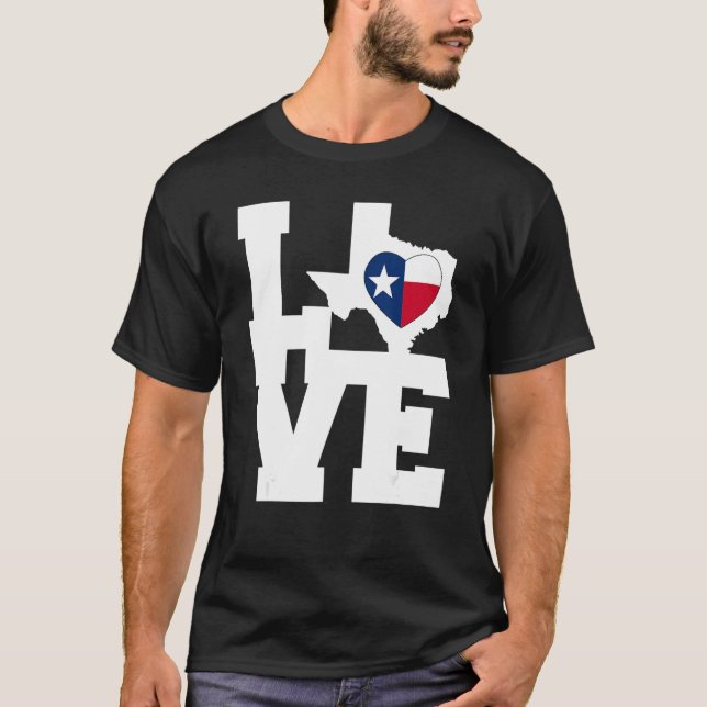 Texas   Texas Love Map Flag Heart Graphic Tees Tx (Front)