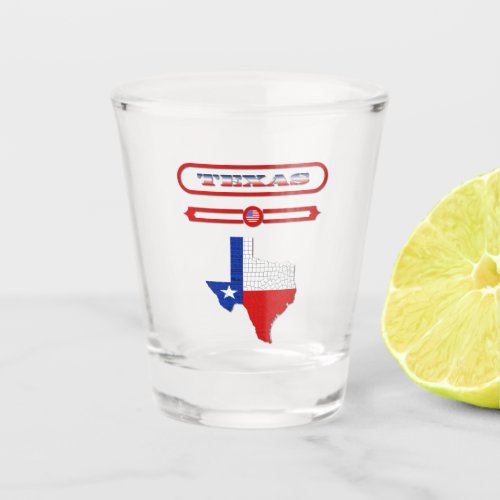 TEXAS TEXAS OF MAP UNITED STATES SAMER BRASIL SHOT GLASS