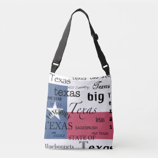 Texas Text Design-with Texas Flag Crossbody Bag