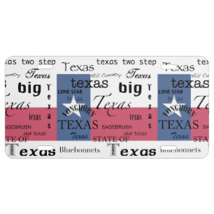 Texas Text Design-with Texas Flag License Plate