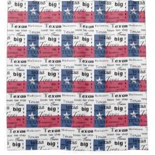 Texas Text Design-with Texas Flag Shower Curtain
