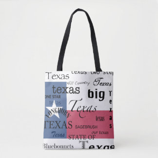 Texas Text Design-with Texas Flag Tote Bag