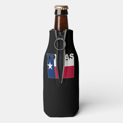 Texas Text Flag Bottle Cooler