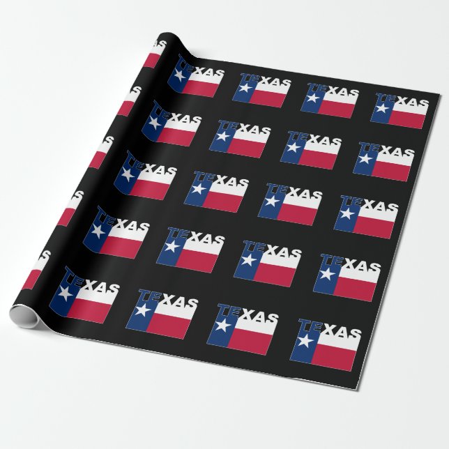 Texas Text Flag Wrapping Paper (Unrolled)