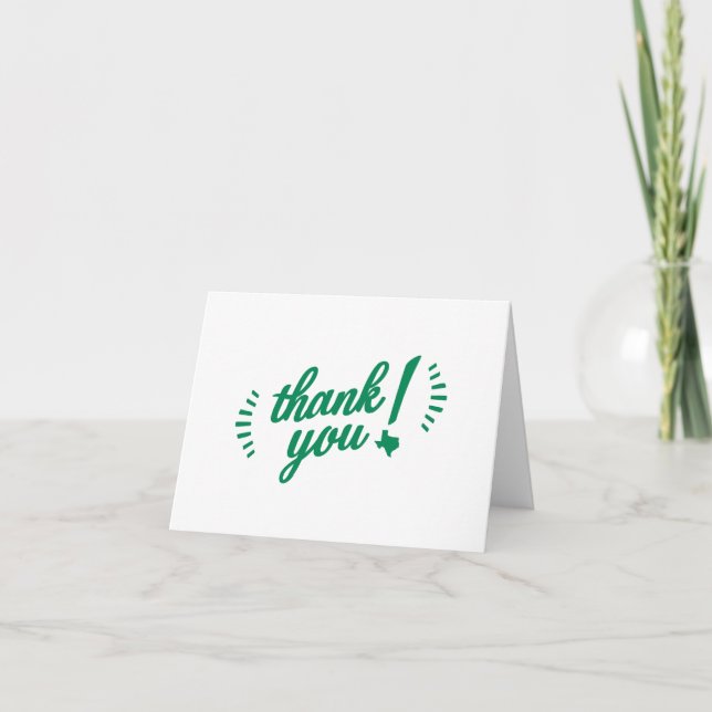 Texas Thank You note card, green (Front)