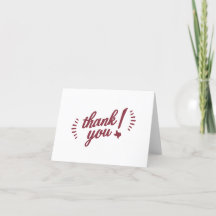 Texas Thank You note card, maroon