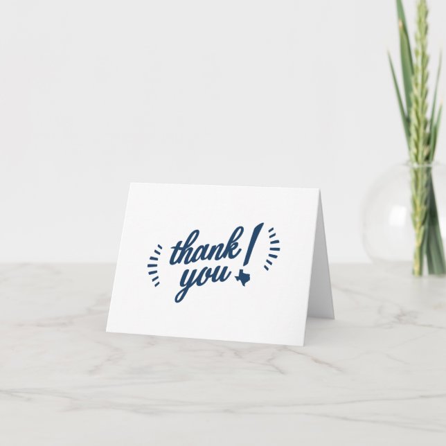 Texas Thank You note card, navy Card (Front)