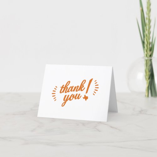 Texas Thank You note card orange