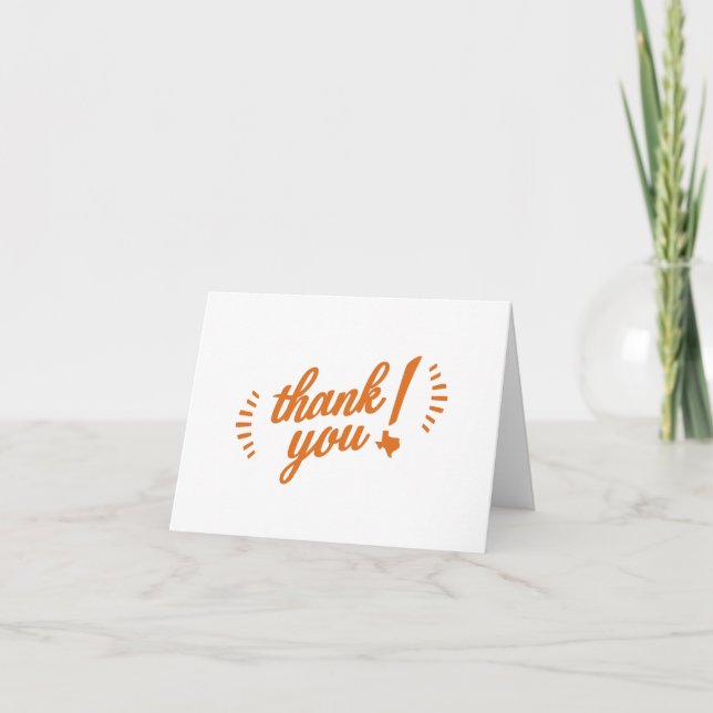 Texas Thank You note card, orange Card (Front)