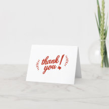 Texas Thank You note card, red