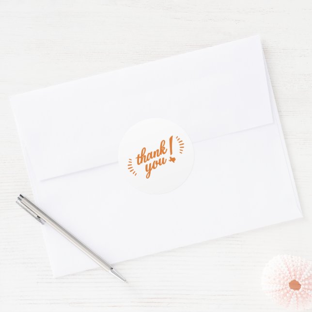 Texas Thank You, orange Classic Round Sticker (Envelope)