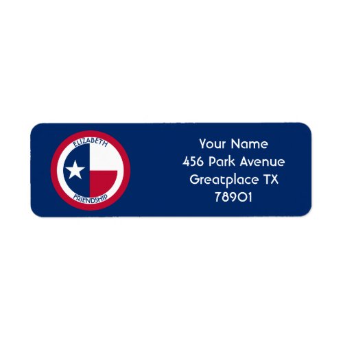 Texas The Lone Star Personalized Flag Label