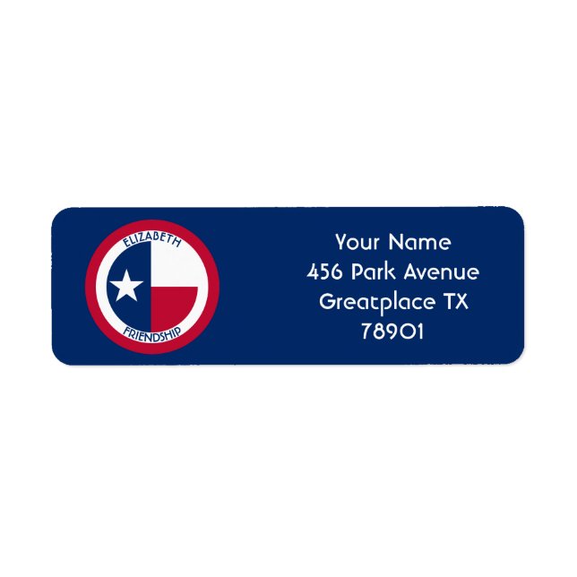 Texas The Lone Star Personalized Flag Label (Front)