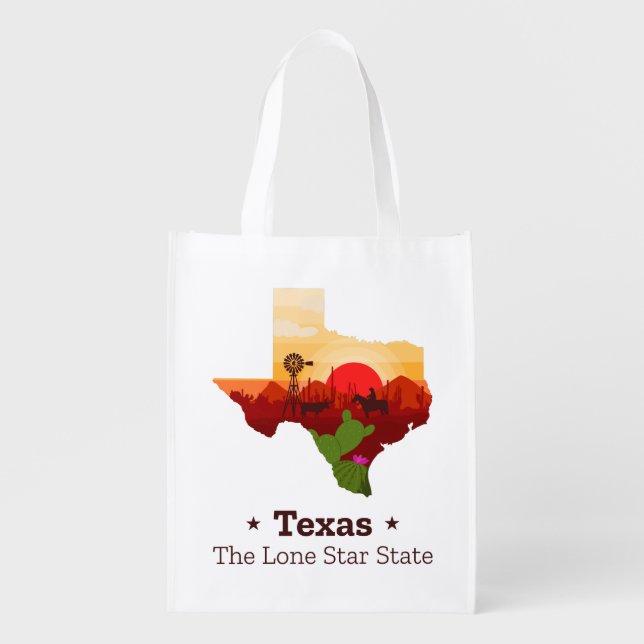 Texas The Lone Star State Grocery Bag (Front)