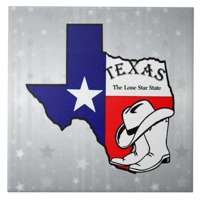 Texas, The Lone Star State, shimmering background, Ceramic Tile (Front)