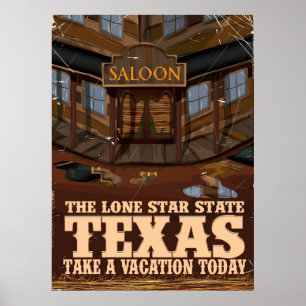 Texas 'The lone star state' travel poster